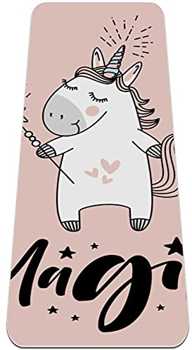 Einhorn Magic Pink Yoga Matte Dicke Workout Übung Matte rutschfeste Grip Pilates Gym Matten für Frauen 182,9 x 61 cm