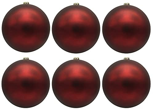 Weihnachtskugeln aus Kunststoff zum Hängen für den Außenbereich - Frost und Wetterfest - Outdoor Weihnachtkugeln - Christbaumkugeln für draußen (6 Stück Bordeaux matt 12 cm)