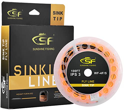 SF Lenza da pesca a mosca con punta affondante, conica in avanti, galleggiante, arancione e nero, WF7F/S, IPS3