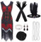 FEPITO Flapper-Kleider im Stil der 1920er Jahre für Damen, mit Fransen und Pailletten besetztes Great Gatsby-Kleid für Damen mit Accessoires im Stil der 20er Jahre（Red（style 4，Small