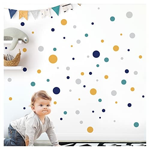 Little Deco Punkte 120 Stück Wandsticker Kreise für Kinderzimmer Wandtattoo gelb blau Mint Babyzimmer Wandaufkleber Dots DL904-2