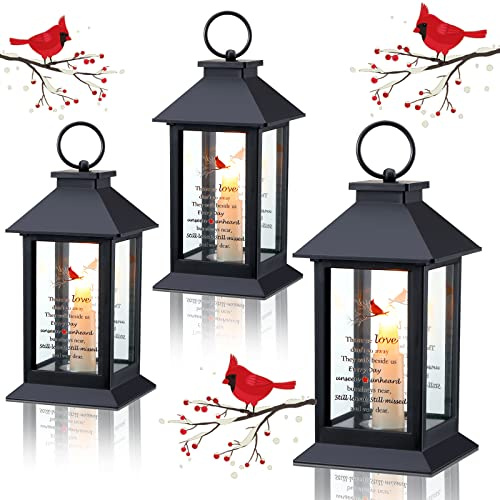 Kingdder 3 Pcs Memorial Lantern Sympathy Gifts Black
