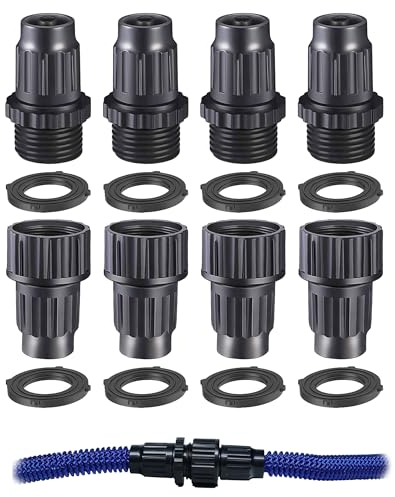 ECODESEO Erweiterbares Gartenschlauch-Reparatur-Set, Kunststoff-Flexschlauch-Reparatur-Set, männliche und weibliche Schlauchenden-Reparaturbeschläge/Anschluss, 4 Stück