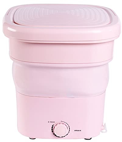 Mini Collapsible Washing Machine, Portable Top Load Washing Machine With Drain Basket (Color : Pink)