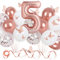 Rose Gold Birthday Decorations for Girls, Party Decorations with Butterfly Decor and Rose Gold Balloons, 5th Birthday Decorations Girl with 40in Number Balloons