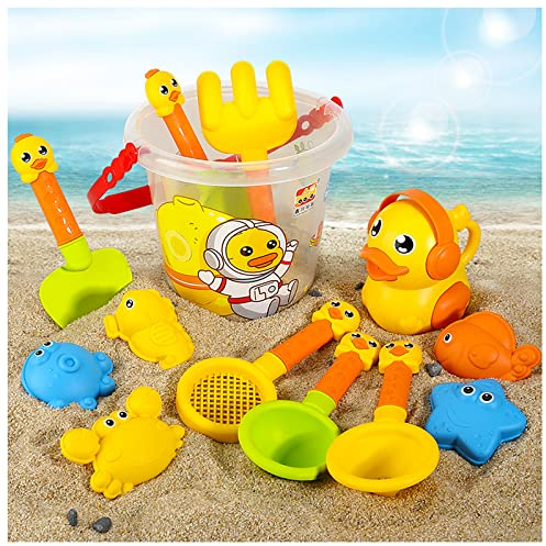 Juguetes de Playa para Niños, 14 Piezas Juego de Juguetes de Arena para Playa con Moldes de Arena, Cubo, Palas, Regadera Juego de Juguetes de Arena para Niños