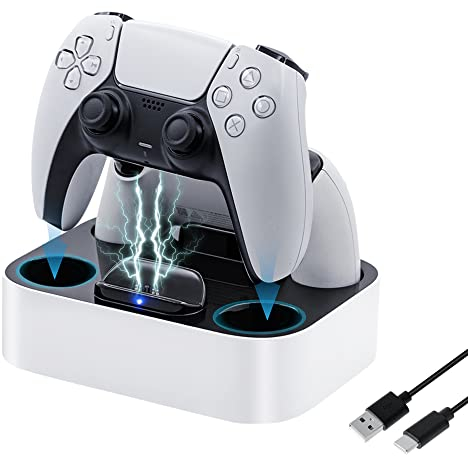 Tolesum Chargeur pour Manette PS5, Support de Station de Charge pour la Manette PS5 Accessoires avec Lumineux à LED/Charge Rapide/Protection Contre Les Courts-Circuits