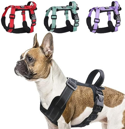 LiebeDD Hundegeschirr Schwarz XL - Brustgeschirr Hund Mittel Reflektierend Anti Zieh Hunde Geschirr Hund Zuggeschirr Gepolstert mit Griff Dog Harness für Welpen Kleine und Mittelgroße Hunde