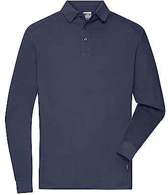 James & Nicholson Herren Bio Workwear Longsleeve Polo - Strapazierfähiges Langarm Poloshirt aus Bio-Baumwolle | Farbe: navy | Grösse: XS