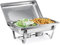 WILPREP Chafing Dish Buffet Set, 9L Chafer for Catering with 2 Half Size Food Pans Fuel Holders Lid Foldable Frame, Food Grade Stainless Steel Food Warmer for Parties Buffets Banquets Dinners