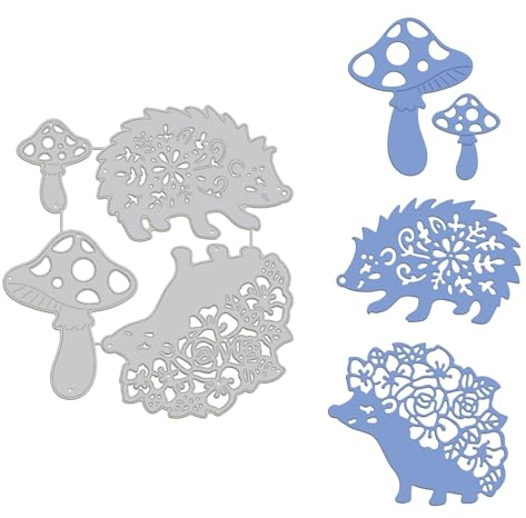 GLOBLELAND Stück Igel Stanzformen Für Die Kartenherstellung, Metall Igel Und Pilz Stanzformen, Prägeschablonen, Stanzschablonen, Vorlage Für Scrapbooking, Papierdekoration, Tagebuch