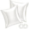 Vielit 2 Stück Satin Kissenbezug 80x80 Ivory, Weich wie Seidenkissenbezug, Bessere Pflege als Silk Pillosecase, Satin Kopfkissenbezug Kissenhülle für Haar und Haut kommt mit 2 Haargummis
