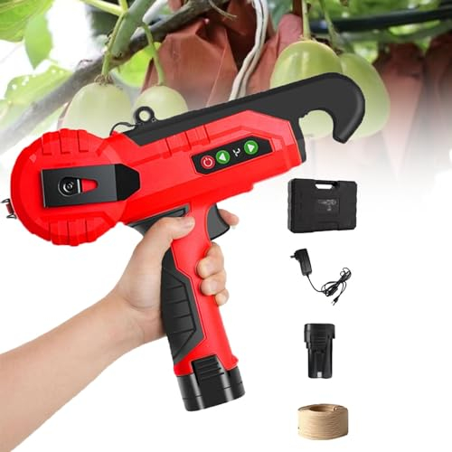 Pflanzenbindemaschine, Garten-Weinberg-Bindebandmaschine mit 2 Batterien und Werkzeugkasten, elektrische Pflanzenbindemaschine für Trauben, Tomaten, maximaler Bündeldurchmesser beträgt 2,5 cm