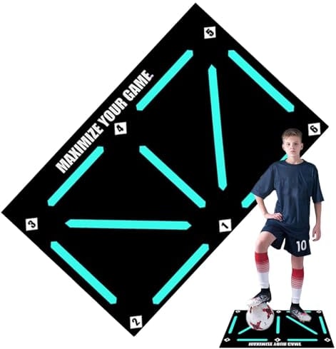 Fußballmatte | Fußball Schritt Trainingsmattem | 60x90 cm rutschfeste Fussballmatte Training | Fussball Matte Ballkontrolle Fussballmatte | rutschfeste Stoßdämpfende Gummi Fussballmatte Training