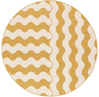 RugVista Mare Teppich - Gelb Teppich Ø 200 Moderner, Rund Teppich