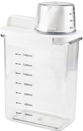 Drufoful Dispenser per Detersivo Ermetico con Misurino, Contenitore Detersivo Polvere, Dispenser Multiuso in Polvere, Dispenser per Detersivo in Polvere, Contenitore per Detersivo,1800ML