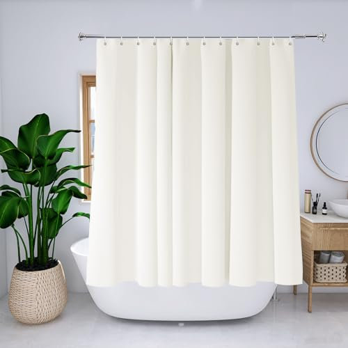 YISURE Tenda da doccia beige, 180 x 170 cm, lavabile, in poliestere, idrorepellente, con occhielli in metallo, larghezza 180 x altezza 170 cm