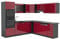 Vicco Eckküche R-Line, Bordeaux Hochglanz/Anthrazit, 237 x 247 cm, AP Marmor