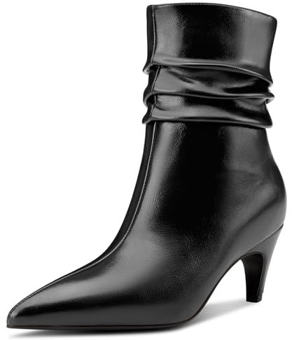 Castamere Donna Chiusa a Punta Stivaletti Slip-on Medio Gattini Tacco Heel Stivali Dress Casual Ufficio Stivali 6.5 CM Heels Nero 38 EU