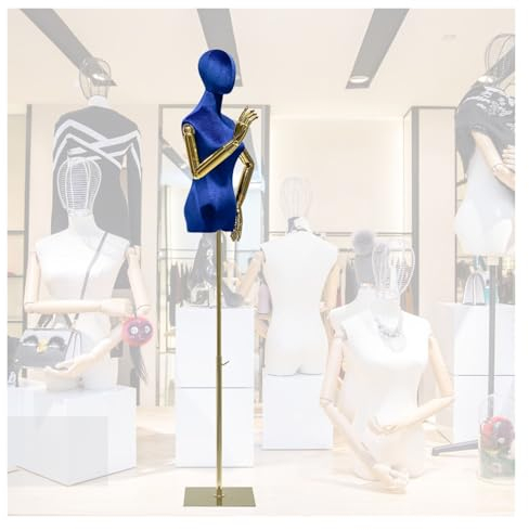 Schneiderpuppe Damenbüste Weiblich, Höhe Verstellbar 53-77 Zoll Schneider Dummy Torso Schneiderbüste Mit Kopf Und Galvanisierten Armen Für Schmuck-Display, 5 Farben(E,S-Small)