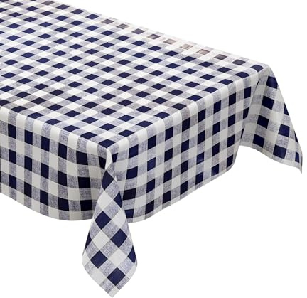 KEVKUS Wachstuch Tischdecke 84D blau kariert Karo Vichy wählbar in eckig, rund und oval - Größe eckig 100x140cm mit Paspelband