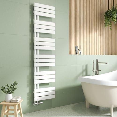 EMKE Handtuchheizkörper Seitenanschluss 1599x400 mm, Badheizkörper Handtuchhalter Handtuchwärmer Handtuchtrockner Badezimmer Heizkörper Flach Handtuchheizung Weiß 684 Watt