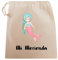 Bolsa para merienda o almuerzo Infantil - Ecológica y reutilizable .Tela de algodón 100% natural. Dos estampados infantiles a elegir : (Dinosaurio o Sirenita) Ideal para Niños y Niñas. (SIRENITA)