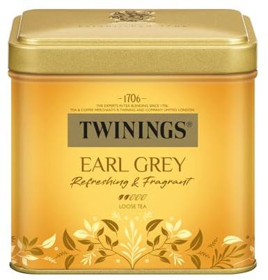 Twinings EARL GREY Schwarzer Tee lose in der Tee-Dose verfeinert mit Bergamotte-Aroma - weltbekannt & ausgesprochen erfrischender Schwarztee aus China, 6er Pack (je 100g)
