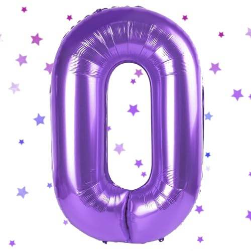 UDRKFOPK Numeral Balloon Lilac, 40 Inch Foil Balloon 0, Number Balloon Helium Balloon for 0 Years Birthday Decoration for Children, Girls and Boys