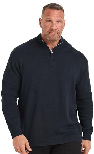 BadRhino Big & Tall Blue Milano Quarter Zip Knit Jumper - Men's - Plus Size Curve
