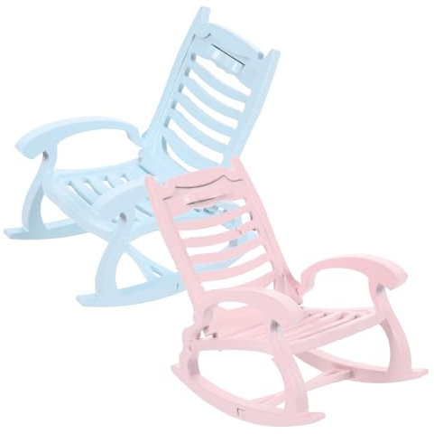 Abaodam Miniatur Dekoration Strandkörbe 2st Im Freien Chaise-Camping Möbel Campingstuhl Puppe Strand Bausatz Klappstuhl Miniatur Kissen Stuhlornament Stuhlmodell DIY Mini-schaukelstuhl Hölzern