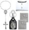 Hpbaggy Chapelet de Rétroviseur avec porte-clés Saint Christophe sac Cadeau en Velours, Chapelet Voiture pour st Christophe pour Voiture Ornements de Voiture Pendentif Voiture (argent)
