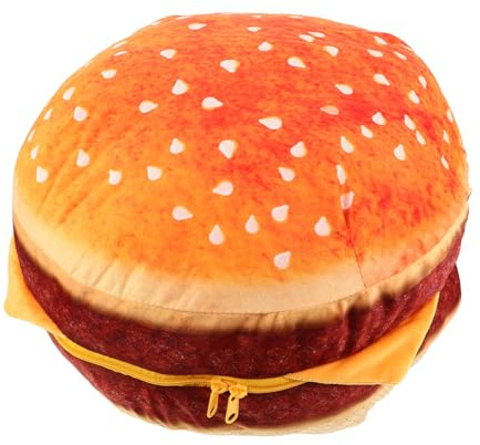 Hamburger Plüschkissen in 3d-form, Weiches Pp Baumwollkissen | Orange, Realistisches Design, Dekorativ, Vielseitig Nutzbar für Sofa, Bett und Gemütliche Räume