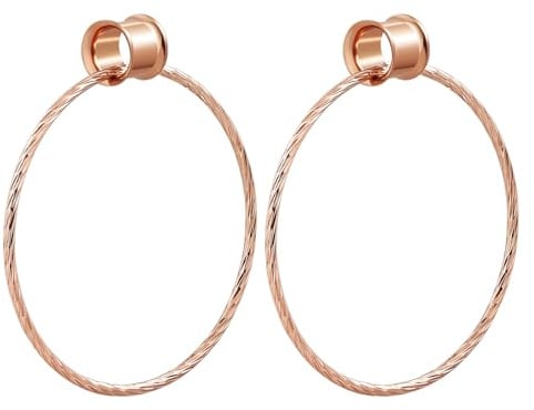 KnBoB Ohr Tunnel 6-20mm (1 Paar) - Edelstahl Double Flared Plug mit Gedrehten Creolen, Rosegold & Silber - Ohr Expander für Damen, Piercing Schmuck