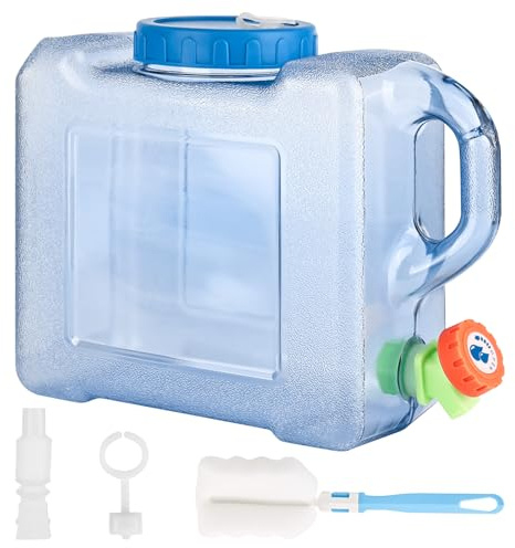 RUCUDIM Tanica per acqua da campeggio da 5 l, serbatoio dell'acqua con rubinetto, tanica per acqua potabile, serbatoio dell'acqua da campeggio con manici, serbatoio dell'acqua per escursioni