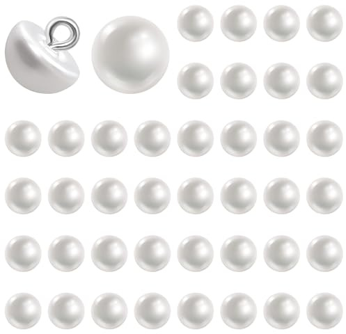 Classicseali 40 Stück Perlenknöpfe mit Metallhaken, Knöpfe Perlen, 10mm