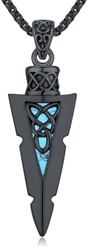 Friggem Wikinger Kette Herren 925 Sterling Silber Thors Hammer/Pfeil/Vegvísir/Krähen Wikinger Anhänger Halskette, Amulett Schmuck Geschenke für Damen und Herren