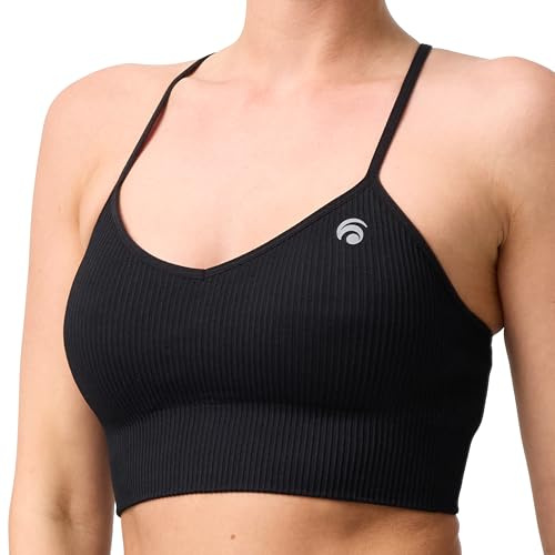 OCEANSAPART Maya Bra - Sport BH Damen Gerippt ohne Bügel - Sport Crop Top Bralette Yoga & Fitness - Nahtlos, Atmungsaktiv, Verstellbare Träger & Herausnehmbare Cups - Bustier XS–XXL