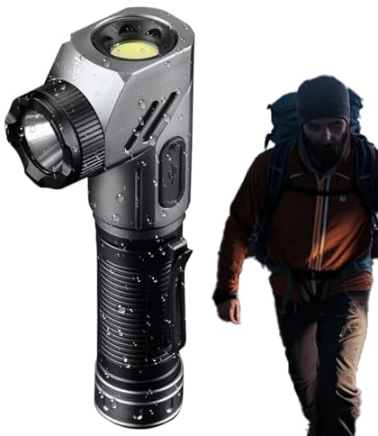 Genikeer Flashlight Magnetic - Rechargeable Magnetic Flashlight | 90-Degree Adjustable Corner Work Light Outdoor Portable Torch for Hunting Night Bedroom Security Camping Travel Home Mechanic Garage