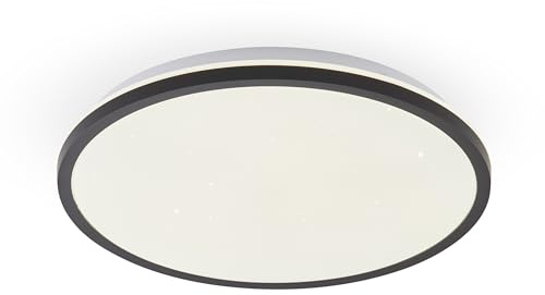 KHG LED-Deckenleuchte mit Hintergrundbeleuchtung schwarz Metallgestell | Kunststoff Lampenschirm Sternenhimmeleffekt 4000K 1200lm modern, vielseitig einsetzbar, praktisch im Alltag, für Zuhause