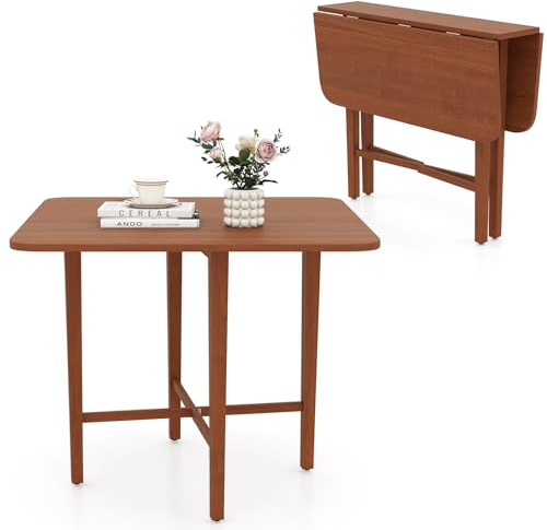COSTWAY Esstisch klappbar, Esszimmertisch für 2-4 Personen, Klapptisch Holz, Küchentisch quadratisch, Schreibtisch Konsolentisch 90 x 90cm, für Esszimmer, Wohnzimmer