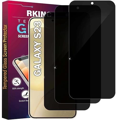 RKINC Verre Trempé Anti-Espion pour Samsung Galaxy S23 5G, [Lot de 3] [Ne prend Compatible ID d'Empreinte Digitale] Angle de Confidentialité Amélioré, Dureté 9H, Sans Bulles