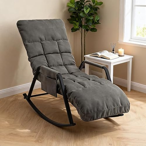 DARDVORLAG Premium Liegestuhl 160° Neigung 5-Fach verstellbare Rückenlehne Schwerlast-Schwarz-Metallrahmen Ergonomisches Design für höchsten Komfort Maximalgewicht 150KG Feiner Leinenstoff