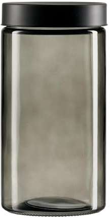Ritzenhoff & Breker Vorratsgläser mit Edelstahl-Deckel LUMOS – 2er Set – Vorratsbehälter mit Schraubverschlussdeckel (2 Liter) – 11 x 11 x 27 cm – Glas – Rauchgrau