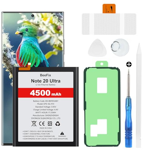 Akku für Samsung Galaxy Note 20 Ultra SM-N986B, 4500mAh Hochkapazitäts | Ersatzakku für Galaxy Note 20 Ultra (EB-BN985ABY) mit professionellen Reparaturwerkzeugen