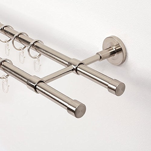 Ventanara® Gardinenstange 320 cm 2 läufig 16 mm mit Endstücken Standard inklusive 64 Ringen Wandmontage