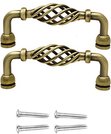 Fuxxer® 2x Antike Möbel-Griffe Schubladen-Griffe, Kommoden, Bronze Design, 100mm, 2er Set