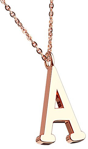 Mianova Damen Halskette Kette mit Buchstaben Anhänger Rosegold Vergoldet Buchstabe A