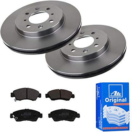 ATE Bremsen-Set 2 Bremsscheiben + Bremsbeläge Ø258 Einbau Vorne Bremsscheiben-Set Scheibenbremsen passend für Honda City Jazz 2 Jazz 3