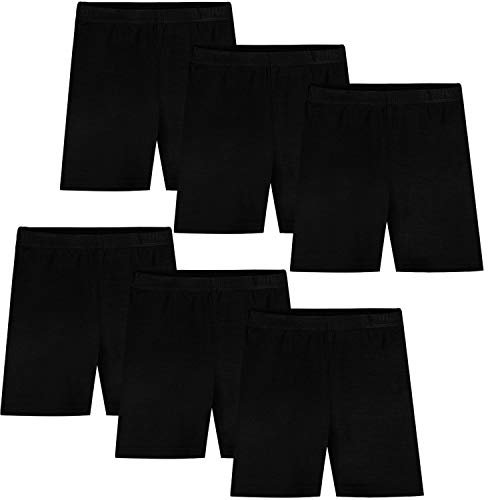 Auranso Girls Dance Shorts Breathable and Safety Dress Short 6 Pack Kids Stretchy Dancing Bike Pants for Girl Size 2-10 Years (Black, 5-7 Years)